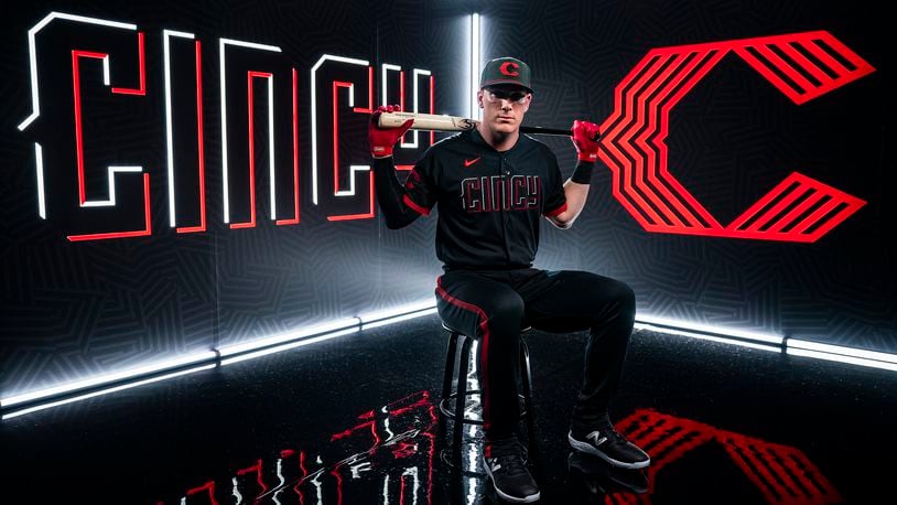 The Cincinnati Reds last week unveiled their new City Connect uniforms. The Reds and catcher Tyler Stephenson (pictured) will wear the new uniforms for the first time Friday at home vs. the New York Yankees. Cincinnati Reds photo