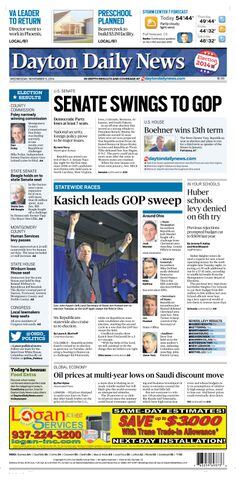 Dayton Daily News Election - 2014 front cover