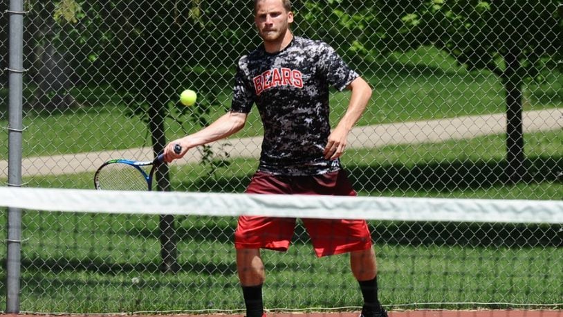 Northridge senior Josh Brown plays for the Division II sectional championship in Troy on Saturday. With his semifinals appearance Brown clinched a spot in next week’s district tournament. Greg Billing / Contributed