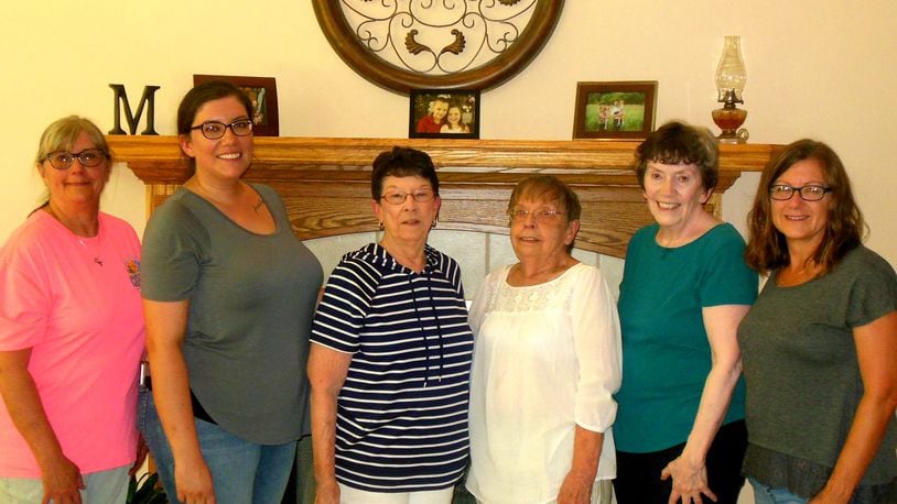 From left to right: Pat Cochran, Marion Newman, Cindy Mittag, Carole Wright, Larene Newman, Cindy Polander, all  members of the Gang of Seamstresses. Courtesy of Pat Cochran.