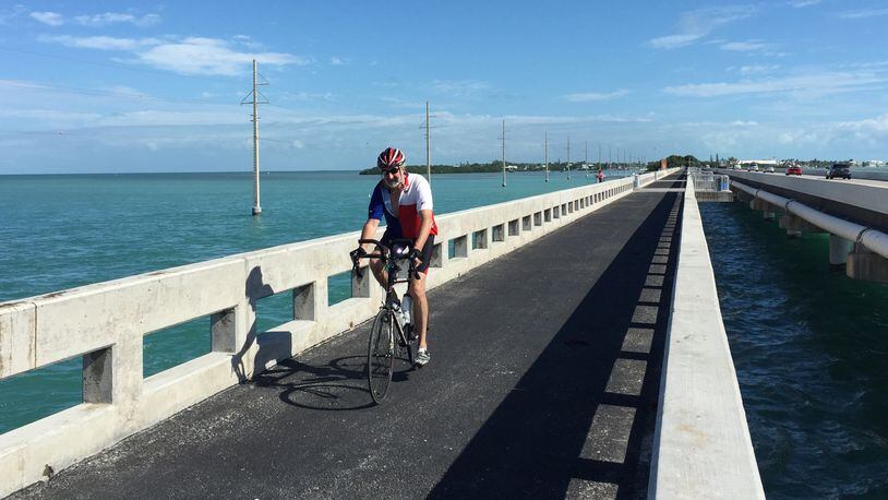 Biking in the Florida Keys is especially fun on stretches where you don't have to worry about riding next to traffic. (Lori Rackl/Chicago Tribune/TNS)
