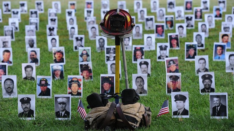 The Dayton Fire Department Training Center held a special 9/11 tribute Friday Sept. 10, 2021. The special event included firefighter recruit class 2021-A and photos of the 343 firefighters lost saving lives on 9/11. MARSHALL GORBY\STAFF