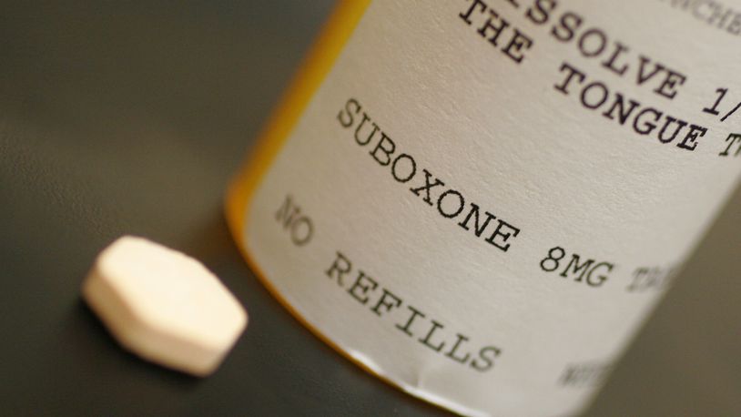 A bottle of  Suboxone tablets, prescribed for easing withdrawal syptoms and treating opioid addiction.