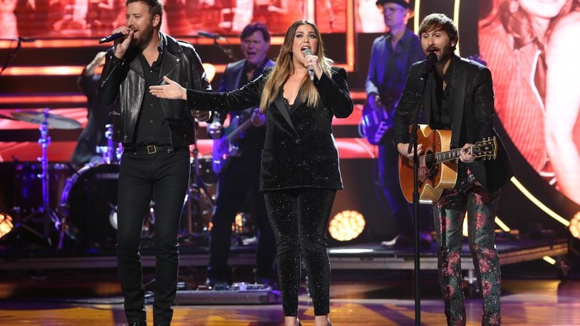 NASHVILLE, TENNESSEE - OCTOBER 16:  (L-R) Charles Kelley, Hillary Scott and Dave Haywood of Lady Antebellum perform onstage during the 2019 CMT Artists of the Year at Schermerhorn Symphony Center on October 16, 2019 in Nashville, Tennessee. (Photo by Terry Wyatt/Getty Images)