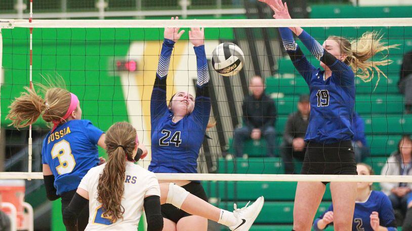 Russia defeated Fairlawn in three sets in a girls high school volleyball D-IV regional semifinal at Northmont on Thursday, Oct. 31, 2019. MARC PENDLETON / STAFF