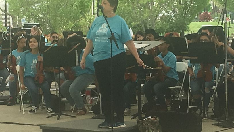 The Dayton Public Schools combined middle school orchestra performed at RiverScape on May 5 for the district’s All City Music Festival. CONTRIBUTED