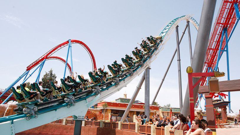 FILE PHOTO: A man made an amazing catch as a cell phone flew past him while he rode the Shambhala roller coaster.