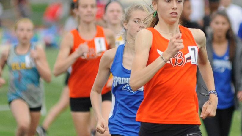 Beavercreek’s Taylor Ewert, here winning a GWOC outdoor title last spring, won indoor state track championships at 1600 and 3200 meters March 2, 2019. MARC PENDLETON / STAFF