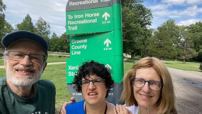 David, Elana and Jane Novick enjoy accomplishing another of the MetroParks Trail Challenge hikes.