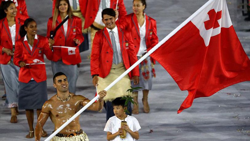 Pita Taufatofua carried the flag for Tonga at the 2016 Summer Olympics.