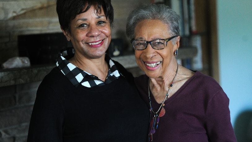 Family members of Dr. James Parsons, Jr., a Dayton metallurgist and inventor who will be inducted into the National Inventors Hall of Fame this week in Washington, D.C. Parsons' granddaughter Joy Harris, left, with Parsons'daughter, Wanda Harris. MARSHALL GORBY\STAFF