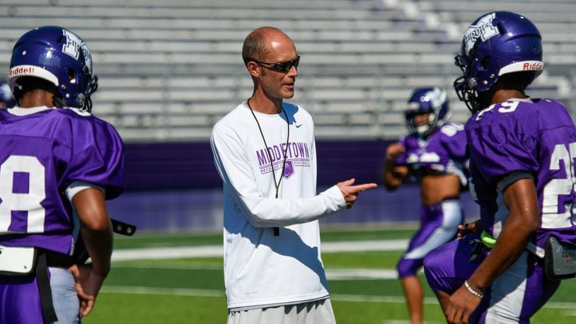 After two seasons, Lance Engleka, Middletown High School football coach, resigned, citing online “death threats” as one reason in his letter of resignation. The Middies were 1-19 under Engleka, including an 18-game losing streak. NICK GRAHAM/STAFF