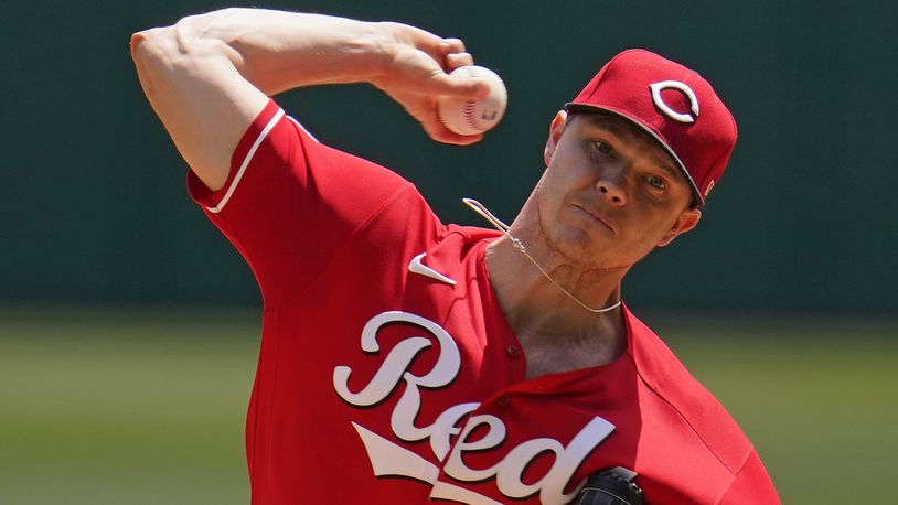 Cincinnati Reds starting pitcher Sonny Gray delivers during the first inning of a baseball game against the Pittsburgh Pirates in Pittsburgh, Wednesday, May 12, 2021.(AP Photo/Gene J. Puskar)