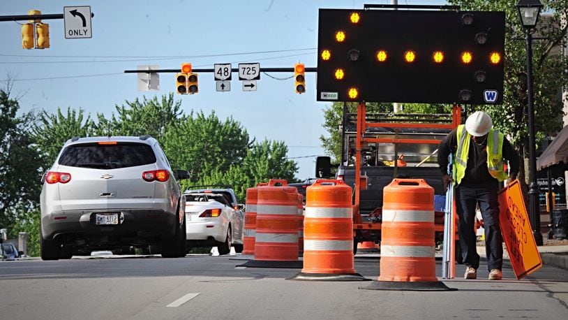 The closures on Ohio 48, or Main Street, in Centerville started Tuesday and are scheduled to continue into the fall, according to the city. STAFF PHOTO / MARSHALL GORBY