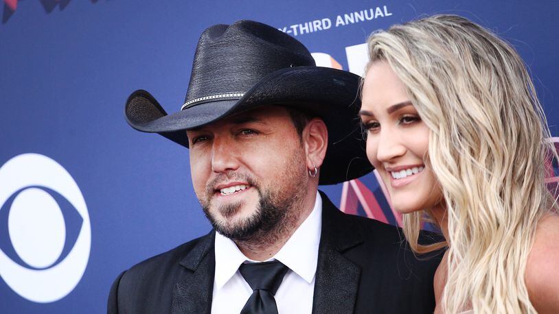 LAS VEGAS, NV - APRIL 15:  Jason Aldean (L) and Brittany Kerr attend the 53rd Academy of Country Music Awards at MGM Grand Garden Arena on April 15, 2018 in Las Vegas, Nevada  (Photo by Tommaso Boddi/Getty Images)