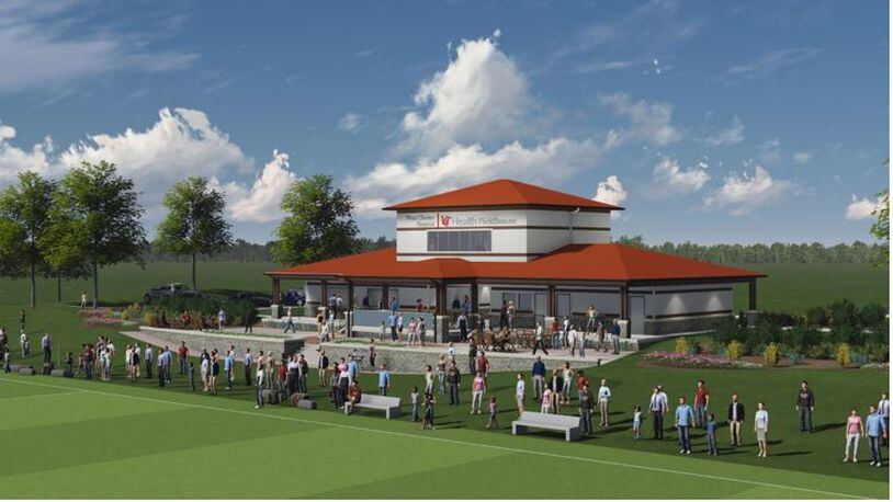 An artist’s rendition of the UC Health West Chester Hospital Fieldhouse at the Voice of America MetroPark Athletic Complex in West Chester. CONTRIBUTED