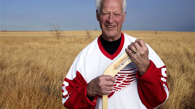 In an undated image provided by Crown Media United States, former Detroit Red Wings hockey great Gordie Howe is seen.  (AP Photo/Crown Media United States, Andrew Eccles)