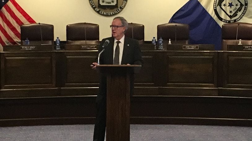 Centerville Mayor Brooks Compton delivered the annual State of the City address Monday night prior to city council’s meeting.