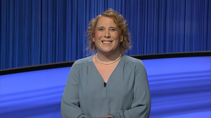Amy Schneider, a native of Dayton who lives in Oakland, California, during her recent, long run as "Jeopardy!" contestant. (Jeopardy Productions, Inc./TNS)