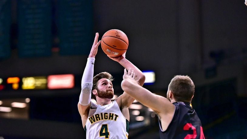 Wright State’s Alan Vest puts up a shot during Sunday’s game vs. IUPUI at the Nutter Center. Joseph Craven/CONTRIBUTED
