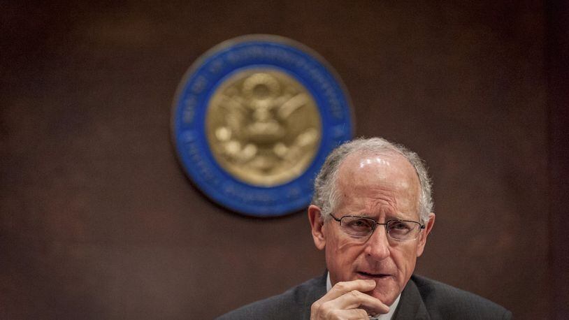 FILE — Rep. Mike Conaway (R-Texas), who leads the House Intelligence Committee’s investigation into Russian interference in the 2016 presidential election, listens to testimony during a hearing in Washington on June 21, 2017. Even as the special counsel expands his inquiry and pursues criminal charges against at least four Trump associates, House Intelligence Committee Republicans said Monday, March 12, 2018, they have found no evidence of collusion between Donald Trump’s presidential campaign and Russia to sway the 2016 election. (Mary F. Calvert/The New York Times)
