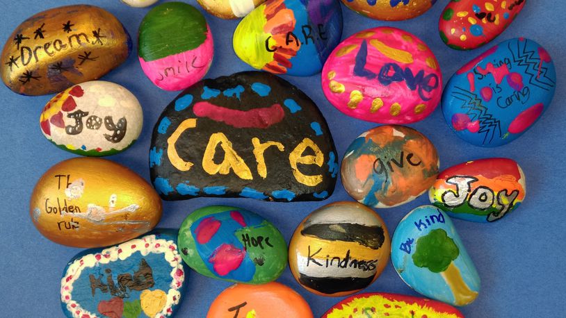 Students at Cline Elementary in Washington Twp. have painted Kindness Rocks, which are designed to help spread empathy and happiness. CONTRIBUTED