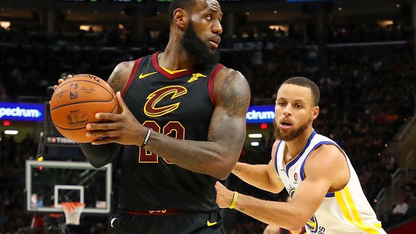 CLEVELAND, OH - JUNE 08: LeBron James #23 of the Cleveland Cavaliers defended by Stephen Curry #30 of the Golden State Warriors during Game Four of the 2018 NBA Finals at Quicken Loans Arena on June 8, 2018 in Cleveland, Ohio. (Photo by Gregory Shamus/Getty Images)