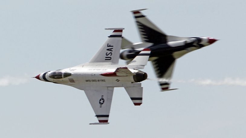 U.S. Air Force Thunderbirds on Sunday at the Vectren Dayton Air Show. TY GREENLEES / STAFF