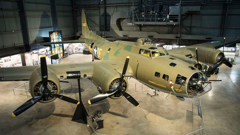 Boeing B-17F Memphis Belle on display in the World War II Gallery at the National Museum of the U.S. Air Force. U.S. AIR FORCE PHOTO/KEN LAROCK