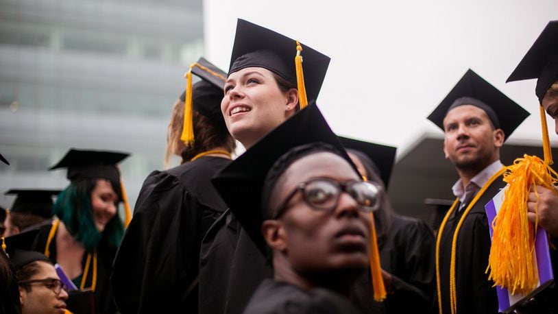 Students at a City College of New York graduation service, in Manhattan, June 3, 2016. SAM HODGSON/THE NEW YORK TIMES