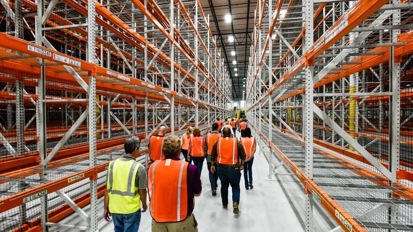 Amazon Fulfillment Center in Monroe is the largest building in the city at 1.3 million square feet. The facility is expected to be operating by early 2019 and could bring one thousand jobs to the community. NICK GRAHAM/STAFF