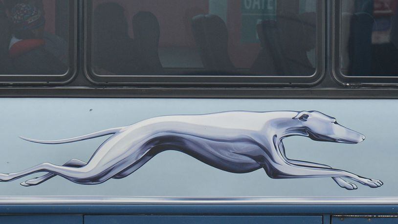 A view of Greyhound bus company logo. Company officials said a man was killed after stepping off a bus and onto a freeway.