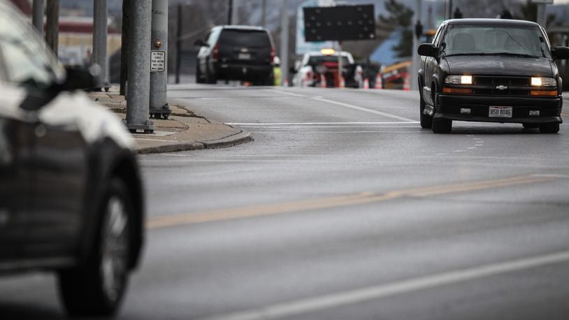 The city of Dayton is seeking millions of dollars in state funding to put a large stretch of North Main Street on a “road diet” and make other safety changes, including softening a dangerous intersection often called “dead man’s curve.” JIM NOELKER/STAFF