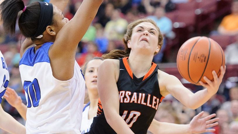 Guard Kami McEldowney (shooting) is a senior starter for top-ranked Versailles (D-III). Contributed Photo by Bryant Billing