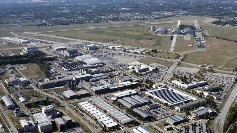 An aerial shot of part of Wright-Patterson Air Force Base. The National Museum of the U.S. Air Force is seen near the top of the photo. FILE