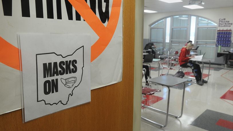Stebbins high school has signage posted around the building to remind students to wear masks. MARSHALL GORBY\STAFF
