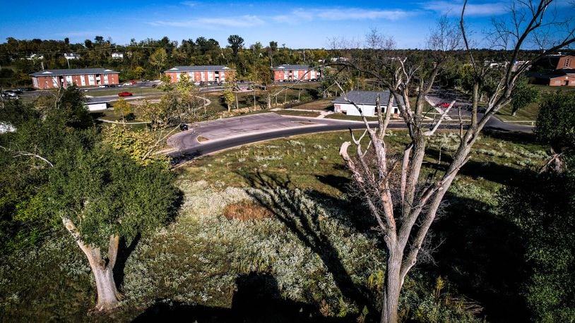 Westbrook Village Apartments in Trotwood is an area hardest hit by tree loss from the tornadoes on Memorial Day 2019. JIM NOELKER/STAFF