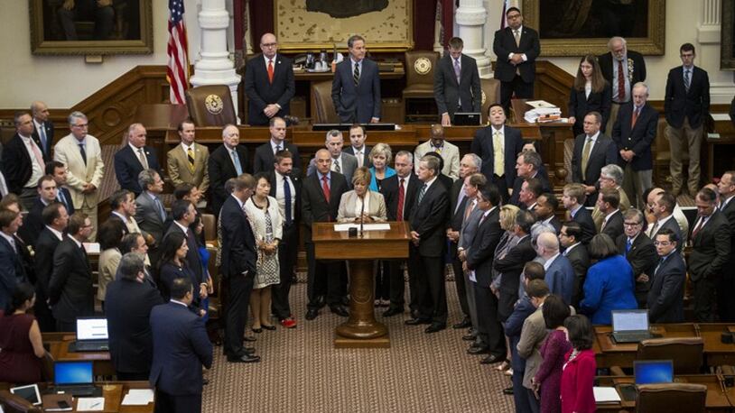 State Rep. Helen Giddings, D-DeSoto, leads her colleagues in a moment silence Monday to remember the people who died in Charlottesville, Va., Saturday during the white supremacist rally. (Photo: Nick Wagner/Austin American-Statesman)