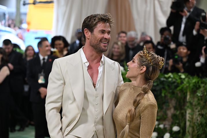 Chris Hemsworth and Elsa Pataky at the Metropolitan Museum of Art's Costume Institute benefit gala in New York, May 6, 2024. (Nina Westervelt/The New York Times)
