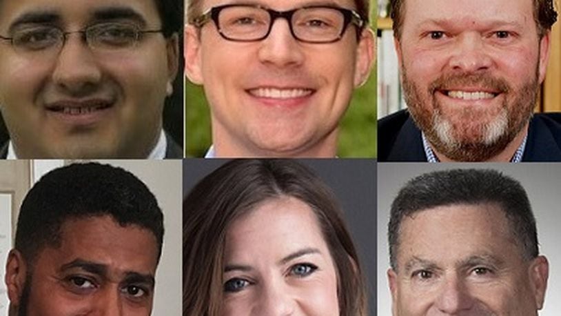 Tuesday’s May primary winners in Ohio State House races include, from top left: State Rep. Niraj Antani, R-Miamisburg, Democrat Zach Dickerson of Miamisburg and Germantown pastor Jeffrey Todd Smith. From bottom left: Ohio House Minority Leader Fred Strahorn, D-Dayton, Arcanum businesswoman Jena Powell, and State Rep. Rick Perales, R-Beavercreek.