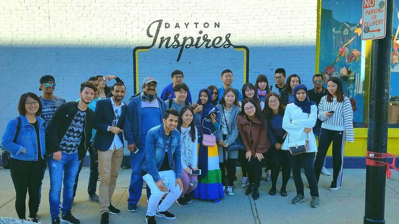 Jeannette Horwitz, director of Wright State University's LEAP Intensive English Program, sent in this photo of LEAP students by the "Dayton Inspires" wall in the city's Oregon Historic District. International students in the LEAP Intensive English Program at Wright State University took a field trip downtown on Oct. 19. LEAP partnered with Greater Dayton RTA so that students (most new to the city) could first learn how to use the local bus system. The group then took an RTA bus downtown for numerous stops and sightseeing and lunch at the 2nd Street Market.