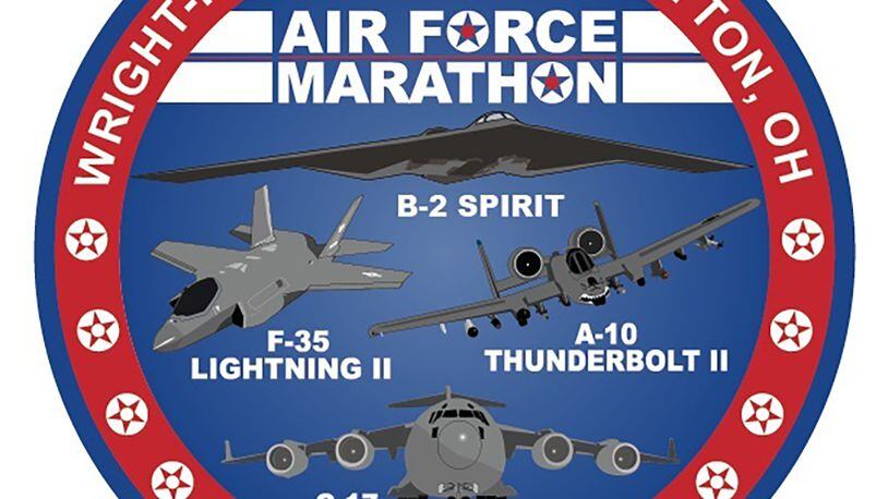 The B-2 Spirit, F-35 Lightning, C-17 GlobeMaster III and A-10 Thunderbolt II will all be featured at the 25th anniversary celebration of the Air Force Marathon on Sept. 18, 2021. For the latest on the Air Force Marathon, go to https://www.usafmarathon.com/ or follow the Air Force Marathon Facebook page at https://www.facebook.com/AirForceMarathon/. Courtesy graphic