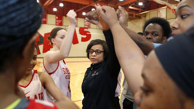 Victoria Jones is the head coach of the Sinclair Community College’s women’s basketball team. Jones also works with inmates taking college courses at the Dayton Correctional Institution. LISA POWELL / STAFF