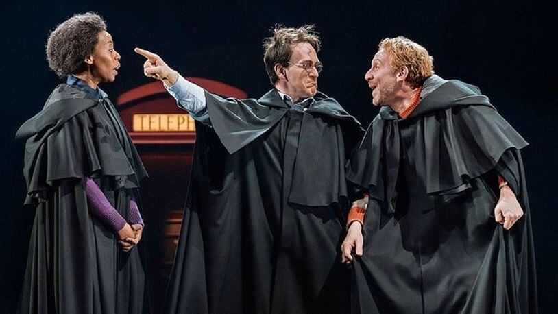 Jack Thorne’s hit adaptation of J.K. Rowling’s “Harry Potter and the Cursed Child,” a dazzling epic spectacle nominated for 10 Tony Awards including Best Play, stars (left to right) Noma Dumezweni as Hermoine Granger, Jamie Parker as Harry Potter, and Paul Thornley as Ron Weasley. Dumezweni and Parker notably won the 2017 Olivier Award, the London equivalent of the Tony, for their performances in the original run. CONTRIBUTED