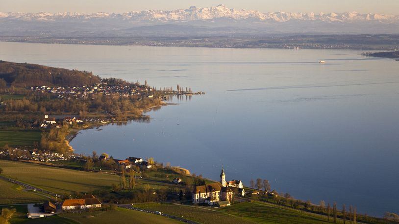 Cyclists planning to bike around the circumference of Lake Constance might find an aerial view of the lake intimidating at first. (Achim Mende/Bodensee Tourism/TNS)