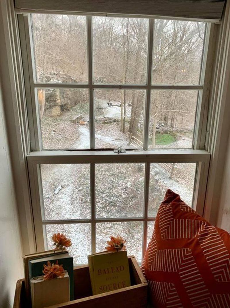 A view of the spring and cliffs from the window of the bridal suite at Partington Spring House. Photo courtesy of Partington Spring House
