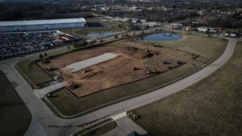 A new equipment rental business is being built in the Trotwood industrial park off of Wolf Creek Pike and Prosperity Drive in Trotwood . JIM NOELKER/STAFF