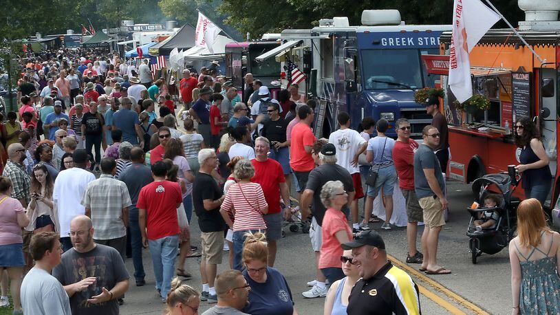 Veteran’s Park was overflowing with people during the 2018 Springfield Rotary Gourmet Food Truck Competition. BILL LACKEY / STAFF