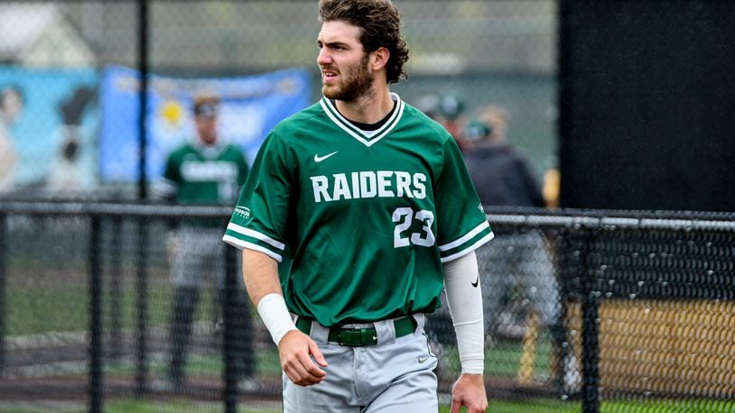 Wright State's Andrew Patrick hit a ninth-inning home run Saturday to lift the Raiders past Oakland in the Horizon League tournament. Wright State Athletics photo