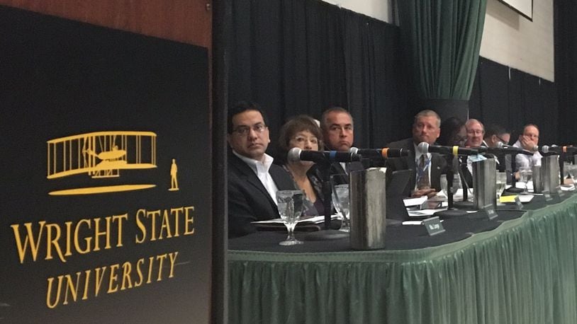 Wright State trustees during a budget hearing at the university.